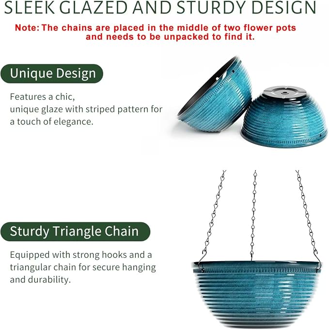 2 Pack Hanging Planters for Indoor Outdoor Plants, 10 Inch Hanging Planter - Image 2