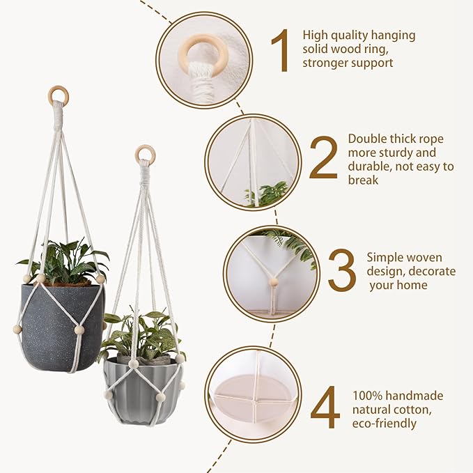 Artilady Hanging Planter for Indoor Plants Macrame Plant Hanger Large Hanging - Image 3