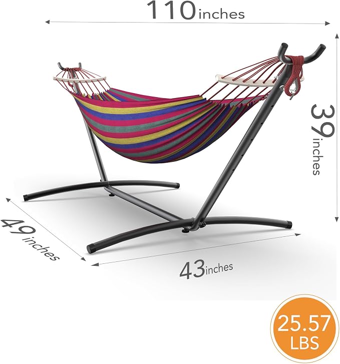 Double Hammock with Heavy-Duty Steel Stand, Easy Assembly, 600lbs Weight - Image 6