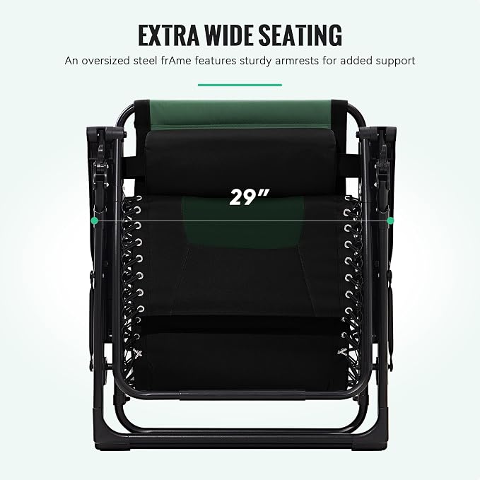 JEAREY Oversized Padded Zero Gravity Chairs, Folding Lounge Chair Outdoor Patio - Image 4