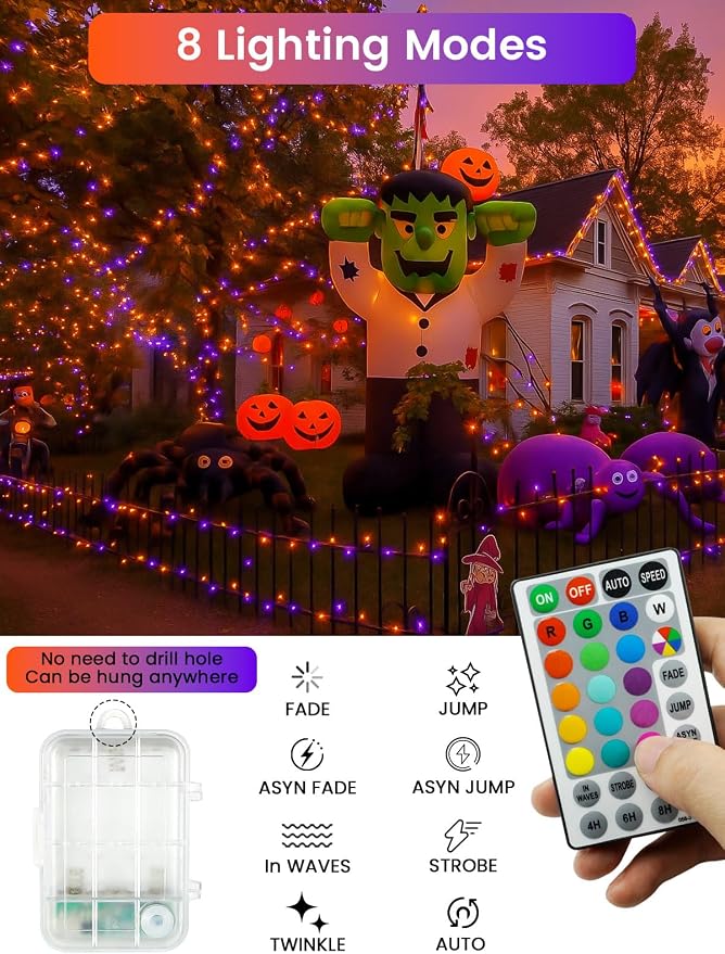 RGB Color Changing 33Ft 100LED St. Patrick's Day Fairy Lights Battery Operated - Image 3