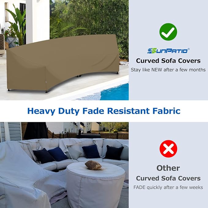 SunPatio Outdoor Curved Sectional Sofa Cover, Heavy Duty Waterproof Patio Couch - Image 6