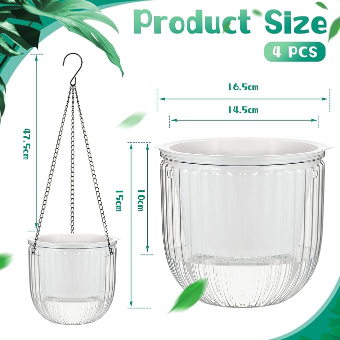 Meanplan 4 Pcs Self Watering Hanging Planter Indoor 6.5 Inch Hanging Baskets - Image 2
