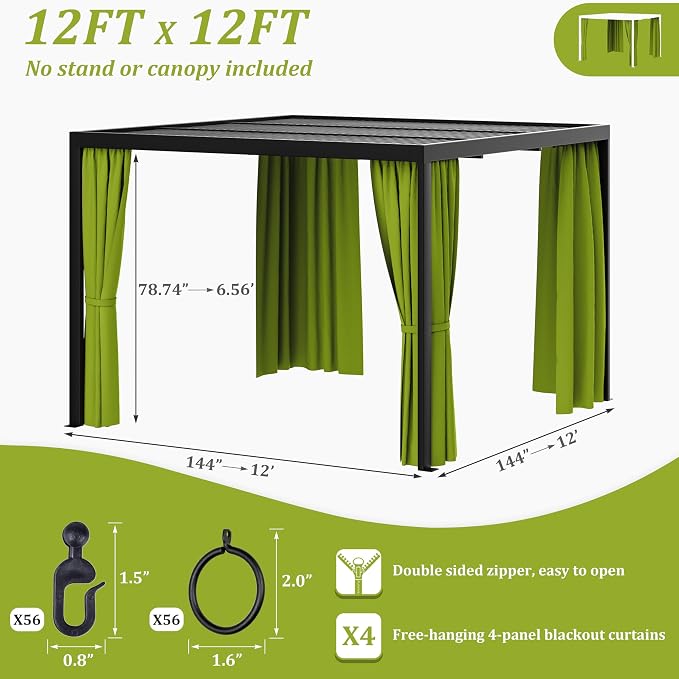 Gazebo Universal Replacement Privacy Curtain, 4-Panels Sidewall Curtains - Image 2
