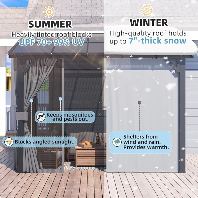 AECOJOY 10’ x 10’ Gazebo, Wall Mounted Gazebos Pergola - Image 5