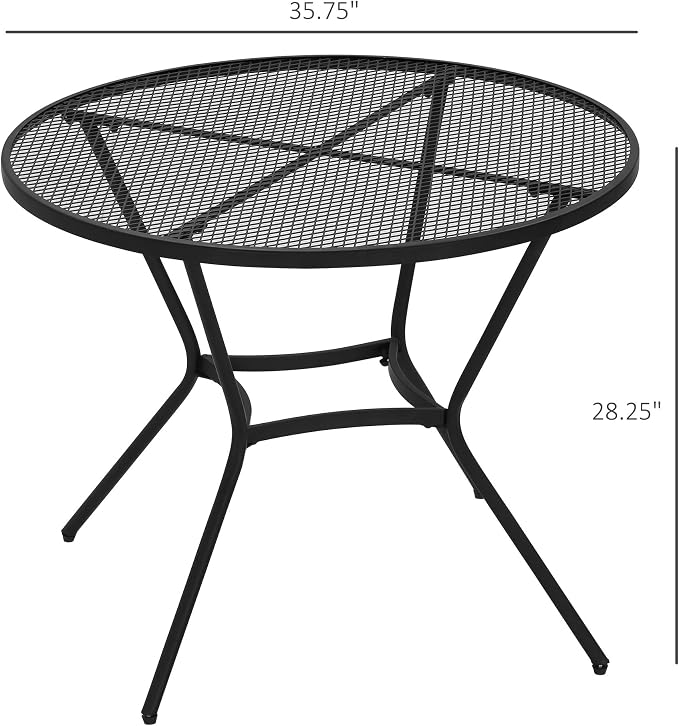 Outsunny 35" Round Outdoor Patio Bistro Dining Table, French Cafe Style - Image 3