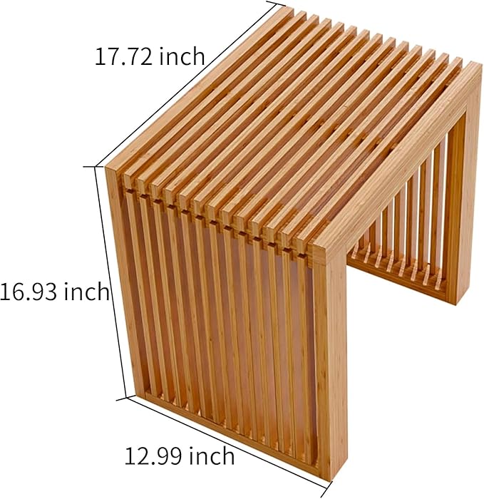 Small Bamboo Dining Bench, 17inch Farmhouse Decor Indoor Kitchen Table Bench - Image 3