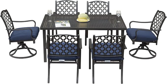 Domi 7 Pieces Patio Dining Sets All-Weather Metal Outdoor Modern Dining Sets - Image 7