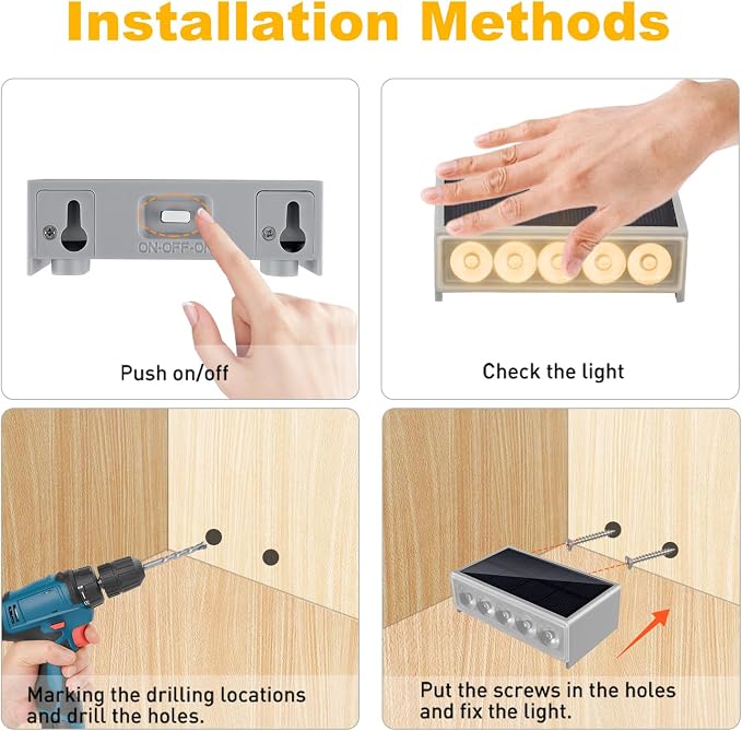 T-SUN Solar Step Light 3000K Solar Stair Lights Outdoor Waterproof LED Step - Image 7
