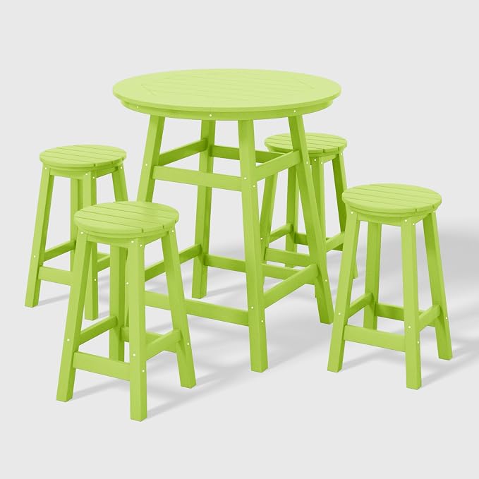 WestinTrends Malibu 5-Piece HDPE Outdoor Patio Dining Bar Bistro Table Set by WestinTrends