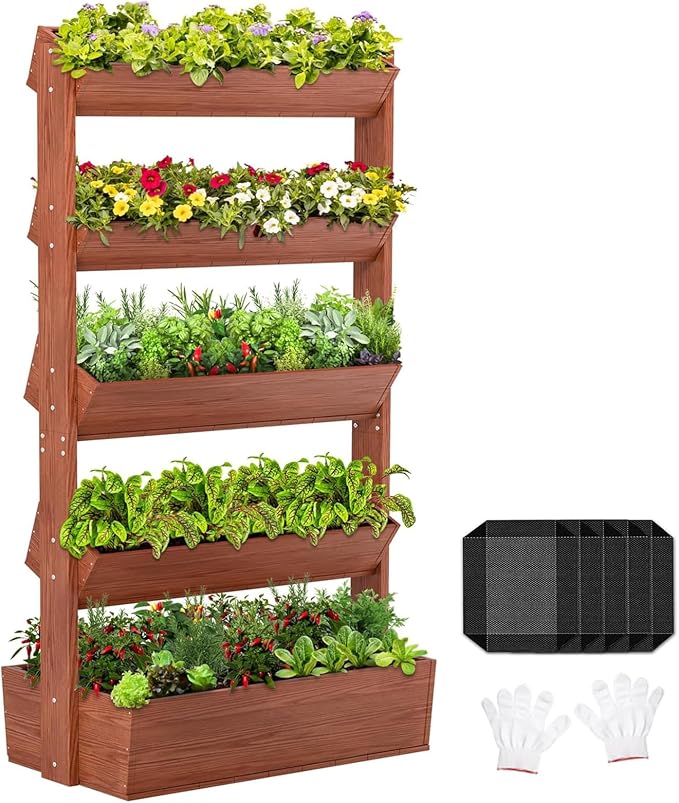 Wooden Vertical Raised Garden Bed, 5 Tier Garden Planters Raised Beds by UrGROWA