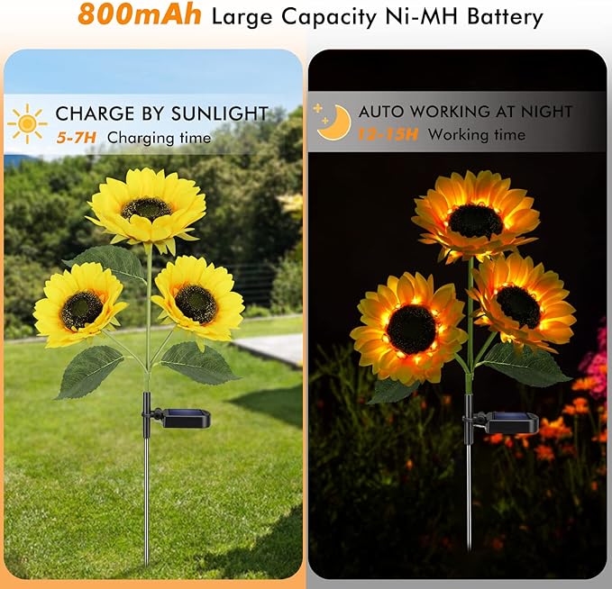 Solar Sunflower Lights, 800mA Solar Garden Light - Image 2