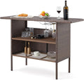 ECOTOUGE Patio Wicker Bar Table, Outdoor Rattan Counter Table by ECOTOUGE