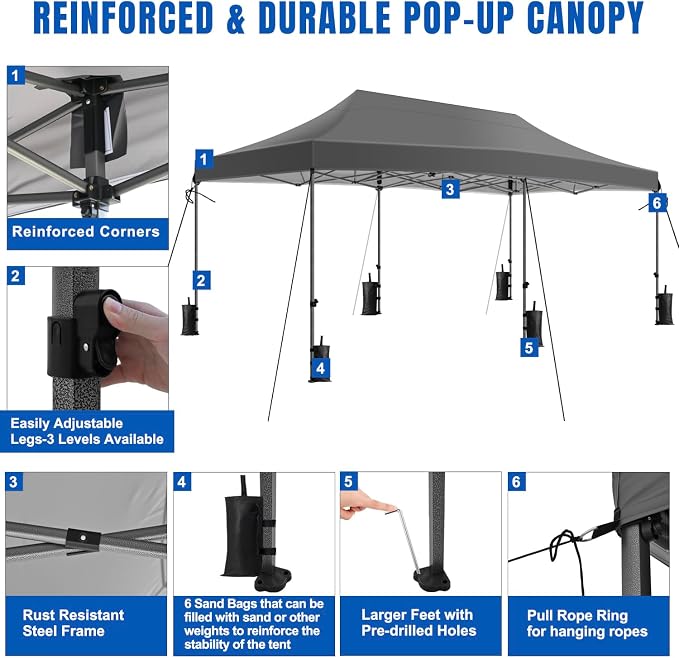 Yesker 10x20 Pop Up Canopy Tent - Image 5