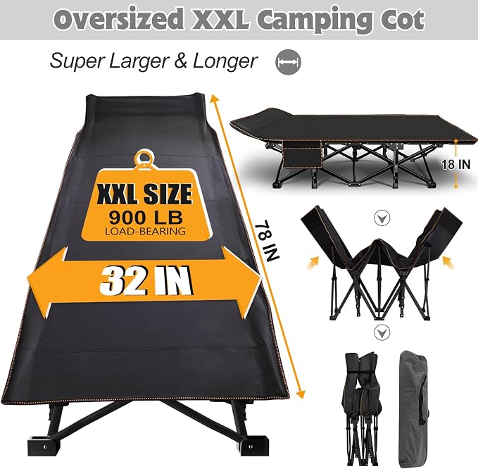 ABORON XXL Camping Cot for Adults 900LBS - Image 3