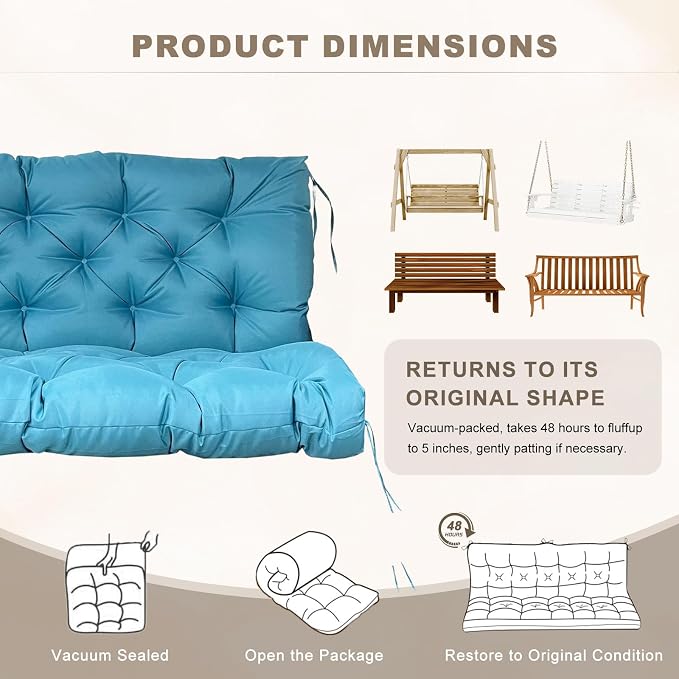 Porch Swing Cushion with Backrest, Waterproof Bench Cushion - Image 6