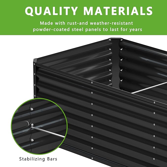 2PCS 6x2x1FT Galvanized Raised Garden Bed, Planter Raised Beds-Metal Garden Box - Image 4