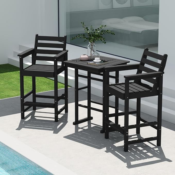 5-Piece Bar Height Adirondack Chairs and Table Set, Outdoor Patio Bar Set - Image 7