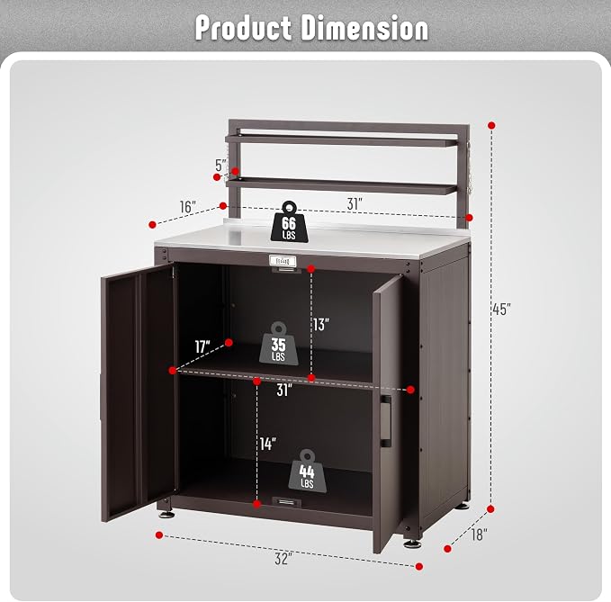 Garden Potting Bench with Storage Cabinet, Outdoor Gardening Table & Work Bench - Image 7