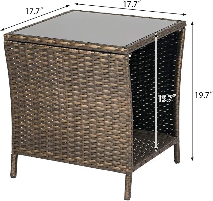 Kinfant Rattan Patio Side Table - Image 3