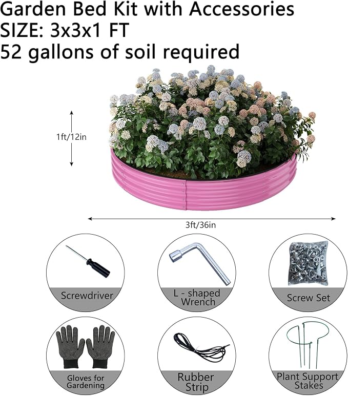 Galvanized Metal Planter Round Raised Garden Bed Kit - Image 3