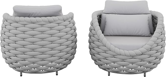 TWT 4 Pieces Patio Sofas, All-Weather Teslin Rope Balcony Furniture - Image 5