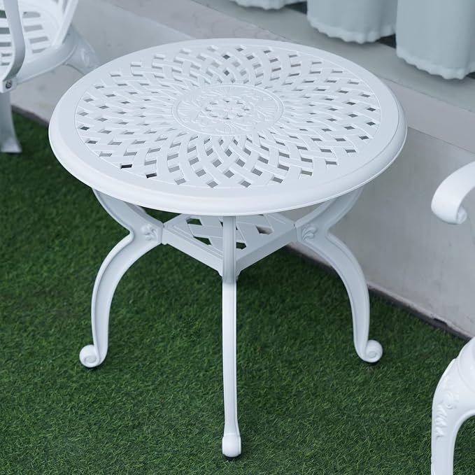 JARDIN DE CENTENNIAL Cast Aluminum Outdoor Side Table, Anti-Rust Outdoor End - Image 7