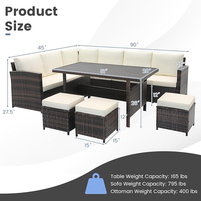 Tangkula 7 Pieces Wicker Patio Furniture Set, Rattan Sofa - Image 4