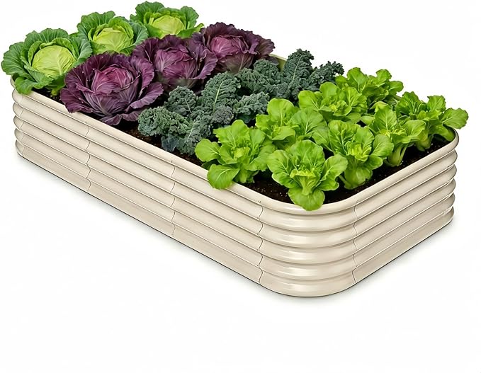 Galvanized Raised Garden Bed 8x4x1.5 ft, Modular Raised Flower Bed by Annoell