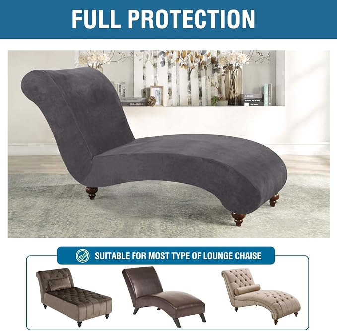 H.VERSAILTEX Velvet Chaise Lounge Cover, Luxury Armless Chaise Cover - Image 5