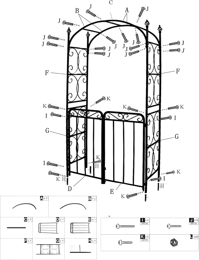 84" Garden Arch Arbor with Gate, Metal Arch Trellis, Garden Archway - Image 6