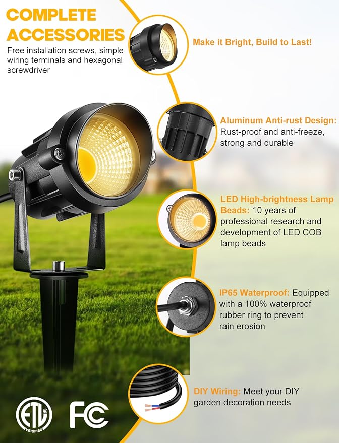 12W Low Voltage LED Landscape Lights - 12V Super Warm White Spotlight Landscape - Image 2