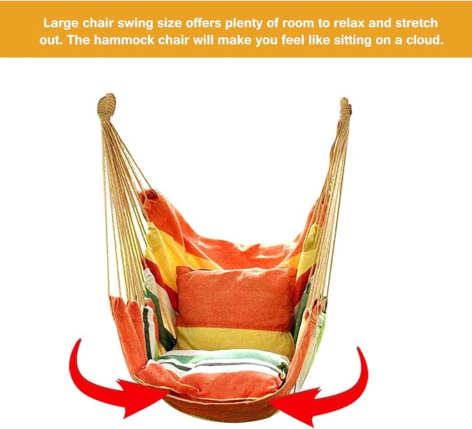 Hommtina Hammock Chair Hanging Rope Swing, Max 300 Lbs Hanging Chair - Image 4