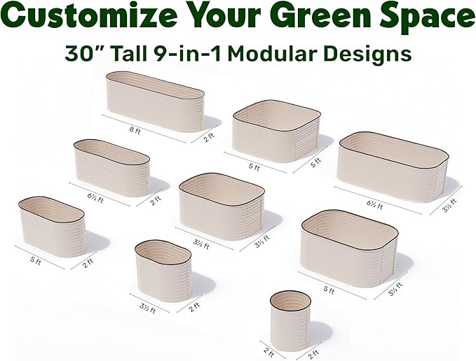9-in-1 Galvanized Raised Garden Beds Outdoor // 8×2×2.5 ft Modular Planter - Image 2