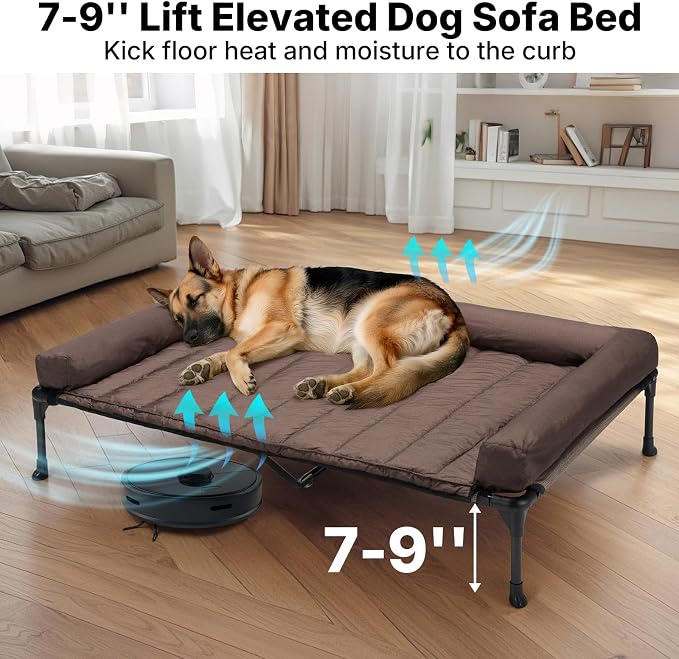 Veehoo Cooling Elevated Dog Bed Add Removable Waterproof Bolster Cushion Mat - Image 3