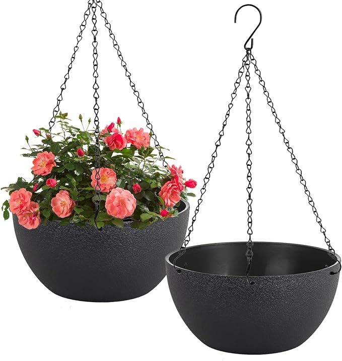 12 inch Hanging Planters for Indoor Plants, 2 Pack Planters for Outdoor Plants by HIGSEEU