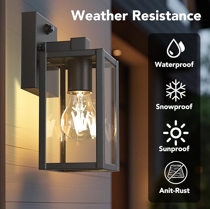 PARTPHONER Dusk to Dawn Outdoor Light Fixtures, Waterproof Exterior Wall Sconce - Image 2