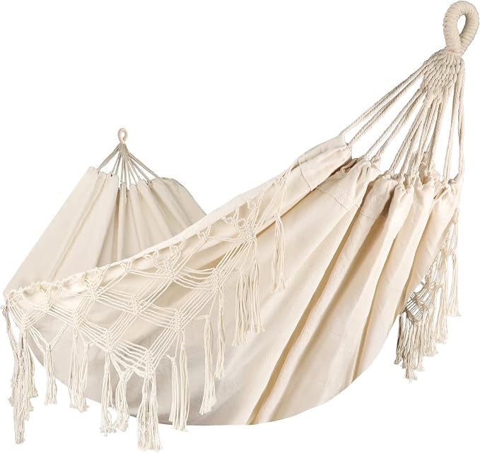 Bellzacasa Double Hammock, Heavy Duty 500 lb Load Capacity Tassels and Fishtail - Image 9