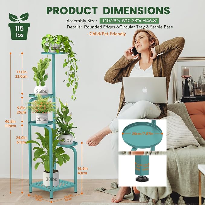 TOSKING 5 Tier Tall Plant Stand Indoor Outdoor, Heavy Duty Corner Shelf - Image 3