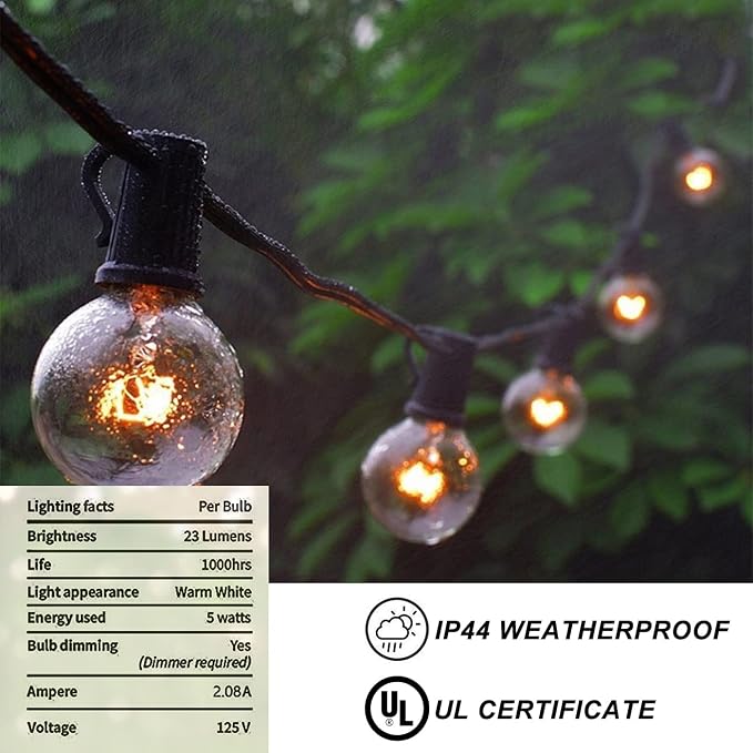 Abeja Outdoor String Light 100 Ft G40 Patio Lights - Image 5