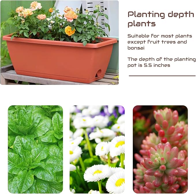 QPEY Window Box Planter, 10 Pack 17 Inch Plastic Flower Box - Image 4