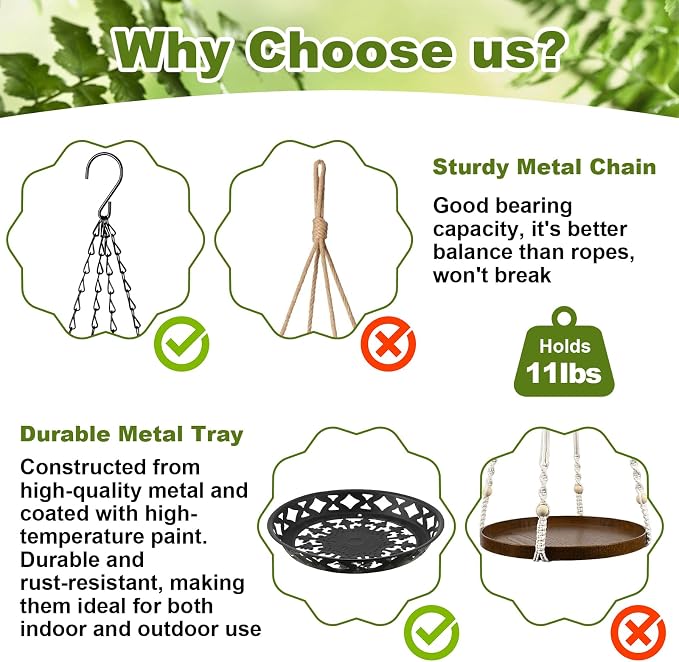 Enhon 6 Pack Metal Hanging Planter, 12 Inch Indoor Outdoor Plant Hanger - Image 2