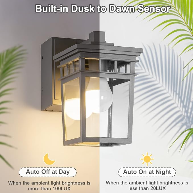 Outdoor Porch Light with GFCI Outlet Built in, Dusk to Dawn Outdoor Lighting - Image 4