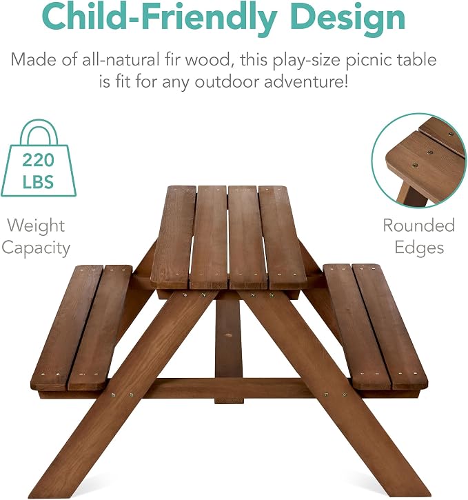 Best Choice Products Wooden Kids Picnic Table - Image 5