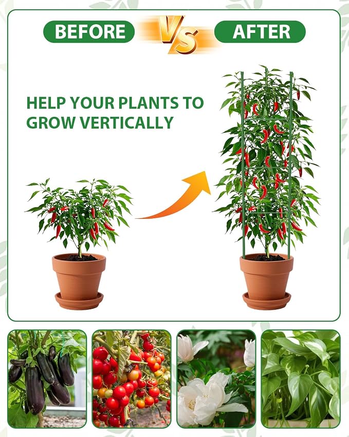 6 Pack Tomato Cages for Garden, 51in*13in Adjustable Tomatoes Plant Stakes - Image 6