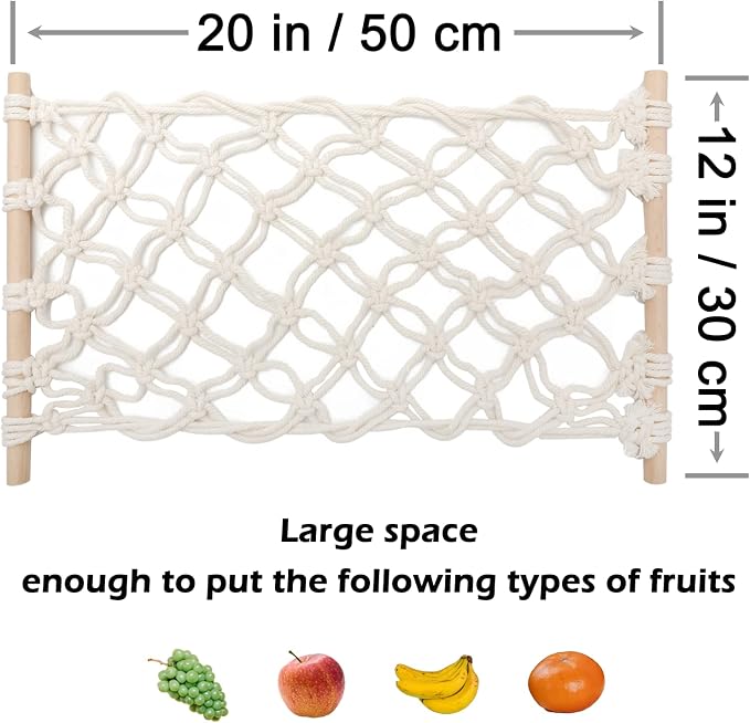Hanging Fruit Hammock with Hooks, Hanging Fruit Basket Under the Kitchen Cabinet - Image 2