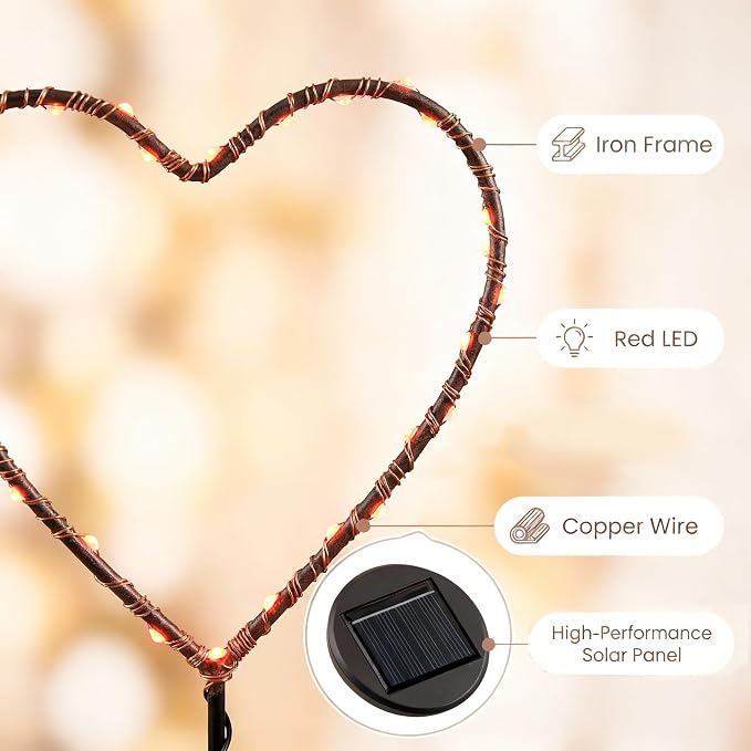 Solar Heart Garden Stake Light - Image 2