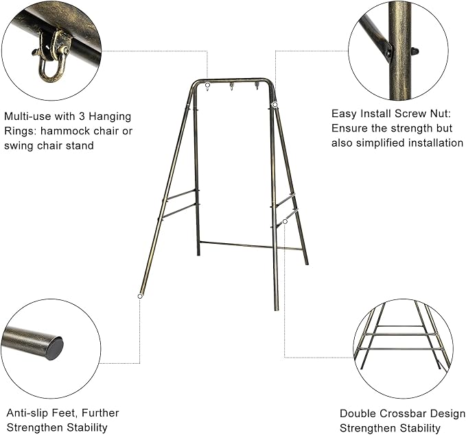 ONCLOUD Upgraded Hammock Chair Stand Metal Swing Stand Frame, Heavy Duty Steel - Image 5