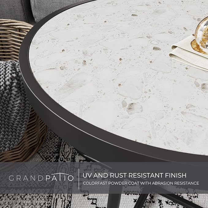 Grand patio Outdoor Side Table, 20-inch Small Round Steel End Table - Image 6