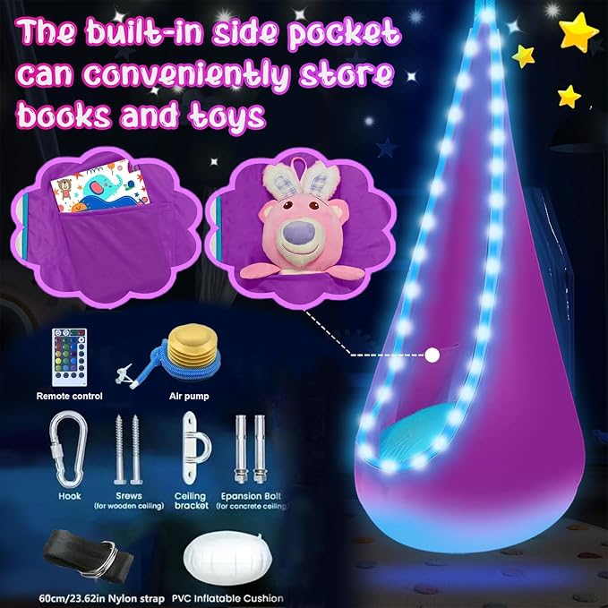 Light Up Swing Chair Hammock Chair Indoor Outdoor - Image 2
